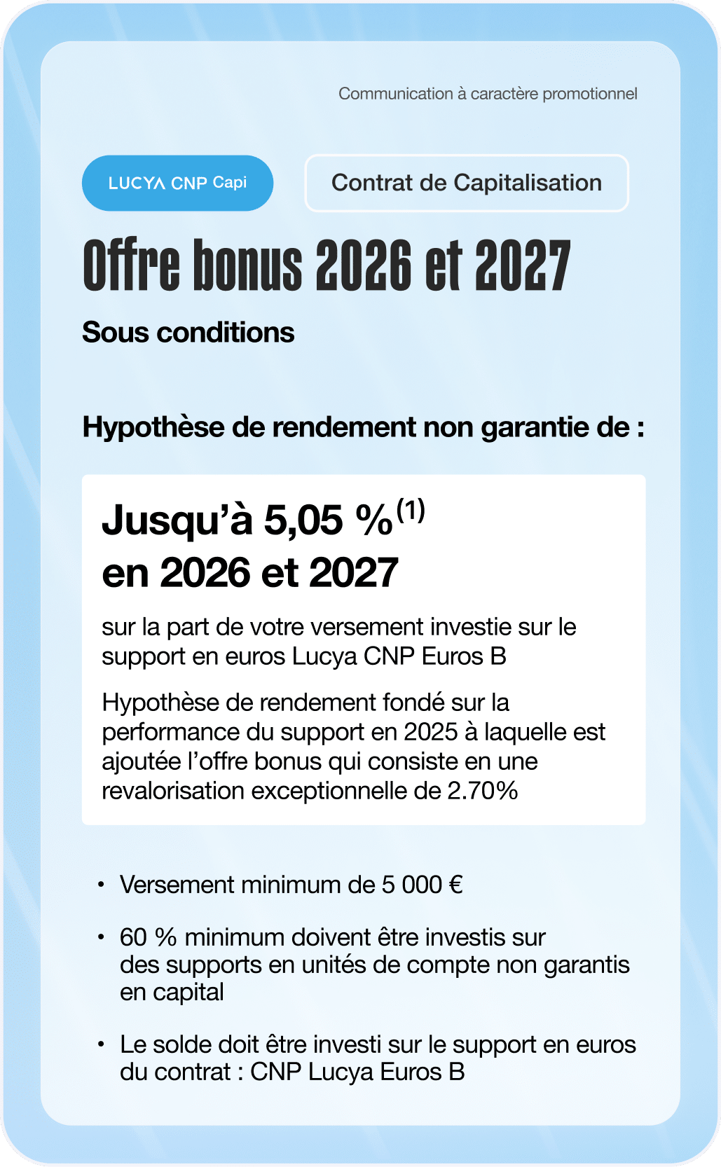 bannière bonus hypothèse de rendement